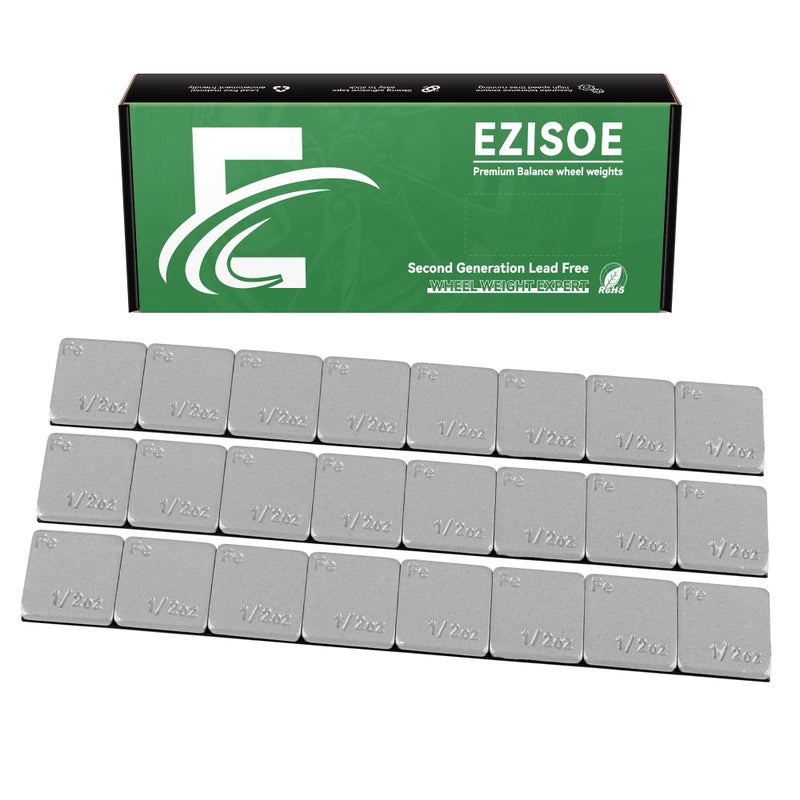 EZISOE 0.5 Oz Stick on Wheel Weightsï¼ˆ144pcs,72ozï¼‰,1/2 Oz Gray Adhesive Backed Wheel Weights for Cars, Trucks, SUVs, Motorcycles, Low Profile - Image 1